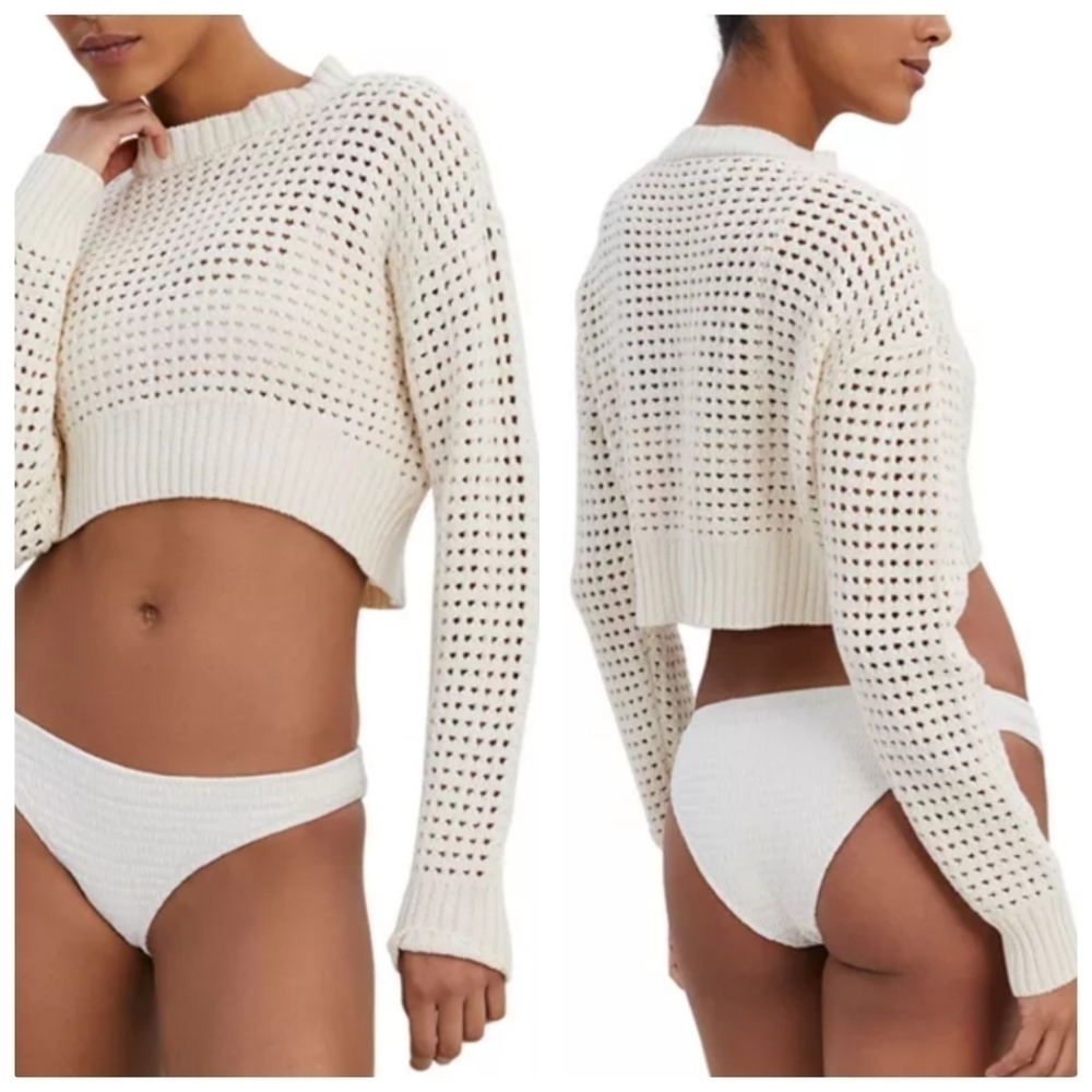 New Solid & Striped The Nolan Cropped Pullover Brule Sweater/Swim Coverup NWT XS